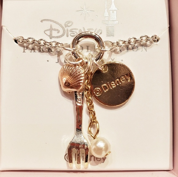 DISNEY THE LITTLE MERMAID FORK SHELL CHARM NECKLAC - Picture 2 of 5